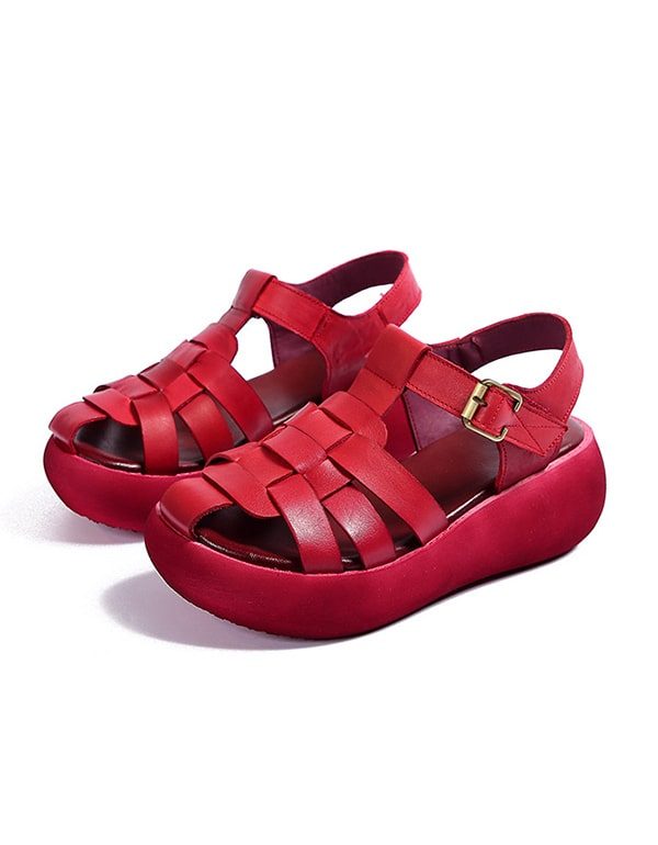 Summer Woven Retro Wedge Sandals Slingback