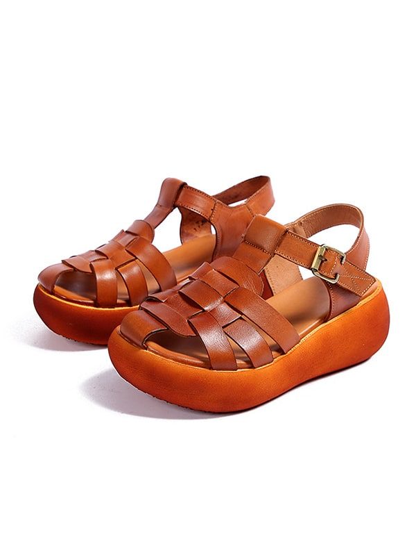 Summer Woven Retro Wedge Sandals Slingback