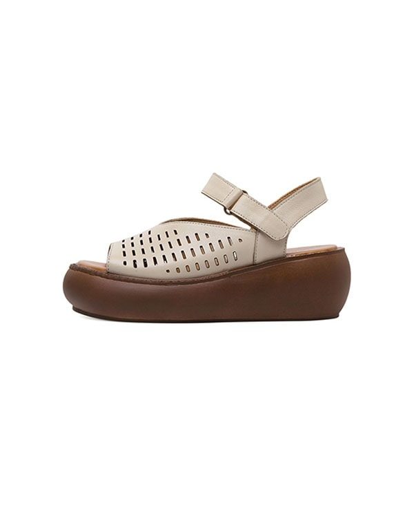 Vintage Wedge Summer Leather Sandaler