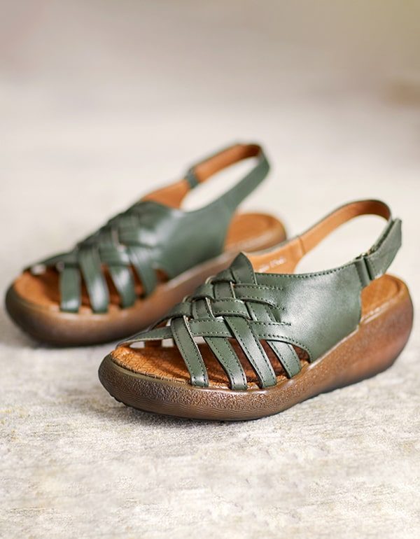 Wedge Slingback Sandaler For Kvinner Grønne