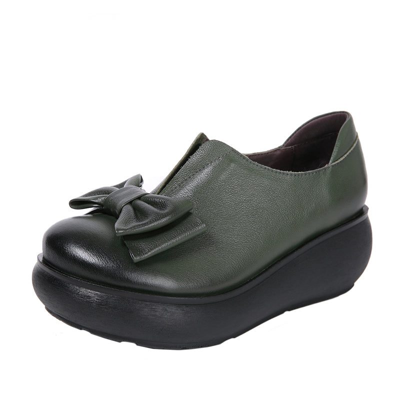 Høst Skinn Retro Bowknot Plattformsko