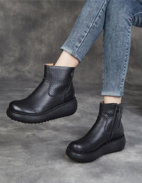 Høst Vinter Leather Comfort Platform Boots