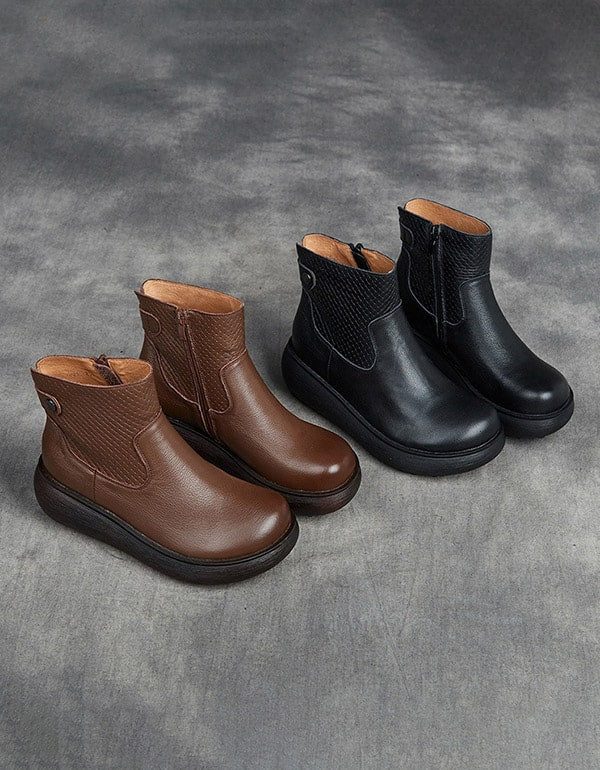 Høst Vinter Leather Comfort Platform Boots