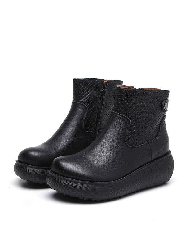 Høst Vinter Leather Comfort Platform Boots