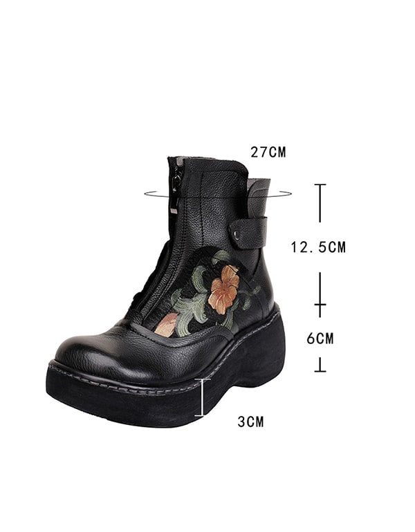 Vanntette Wild Head Retro Leather Platform Boots