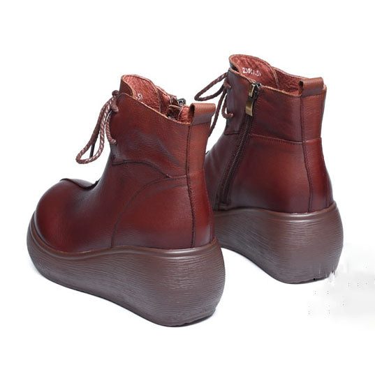 Autumn Winter Retro Platform Wedge Damestøvler |gavesko