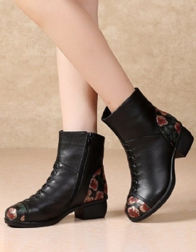 Blomstertrykt Plysj Retro Chunky Boots