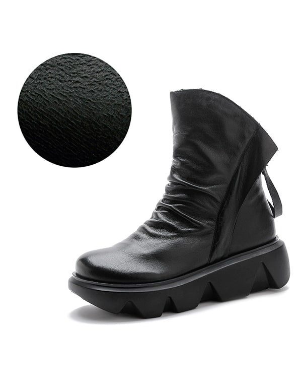 Håndlagde Retro Lær Dobbel Glidelås Gear Booties