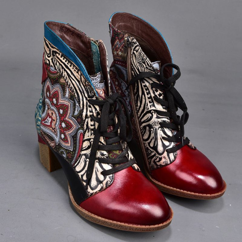 Høst Vinter Bohemian Ethnic Style Motestøvler 36-42