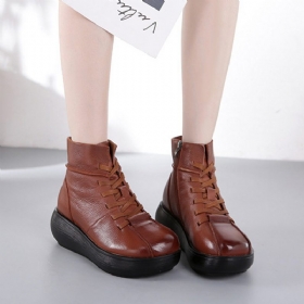 Høst Vinter Komfortable Leather Vintage Short Boots | Gave Sko