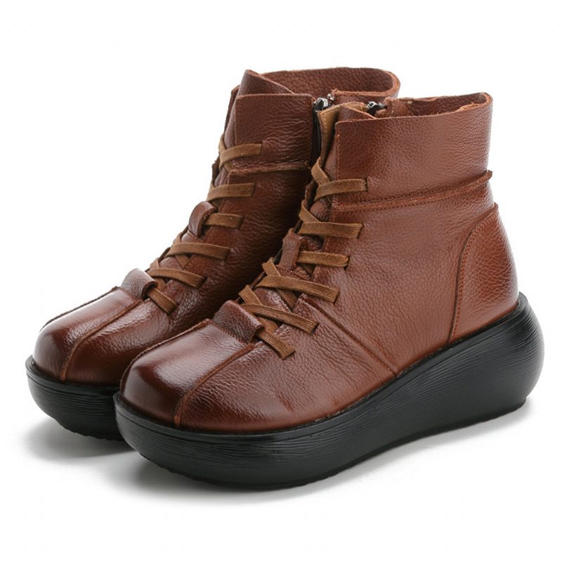 Høst Vinter Komfortable Leather Vintage Short Boots | Gave Sko