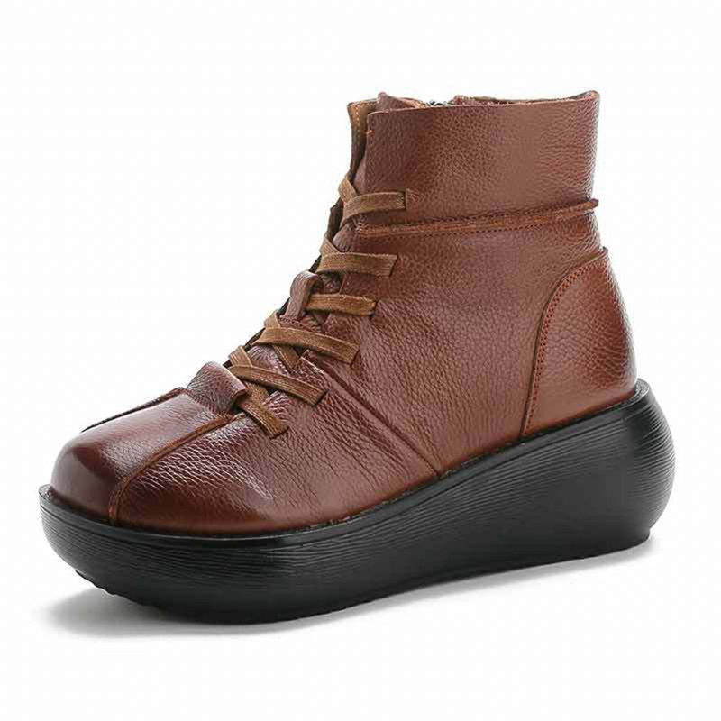 Høst Vinter Komfortable Leather Vintage Short Boots | Gave Sko