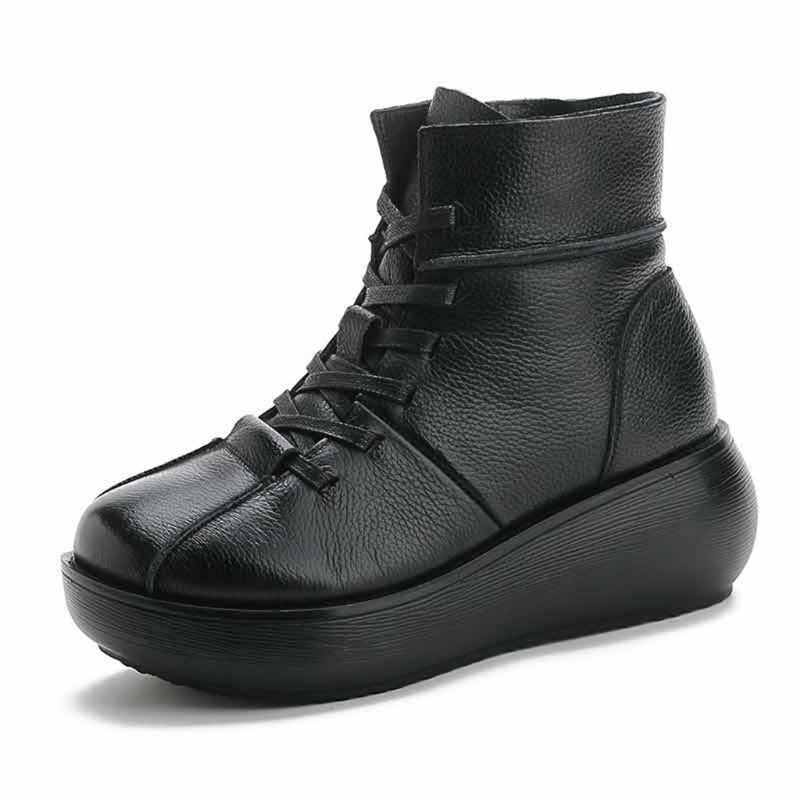 Høst Vinter Komfortable Leather Vintage Short Boots | Gave Sko