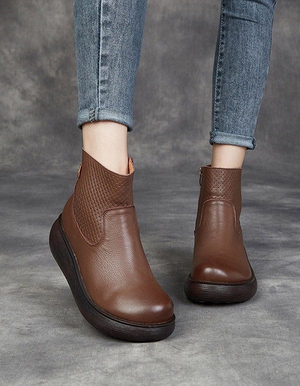 Høst Vinter Leather Comfort Platform Boots