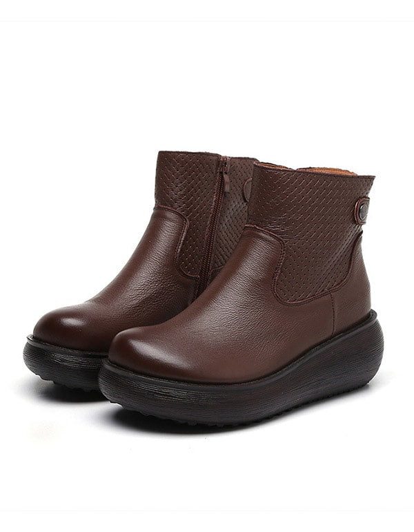 Høst Vinter Leather Comfort Platform Boots