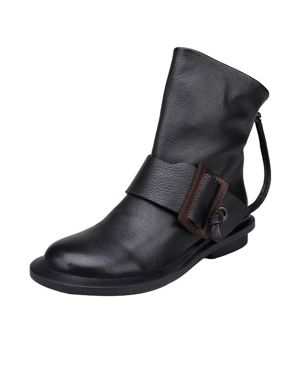 Høst Vinter Nye Spenne Topp Layer Leather Retro Boots