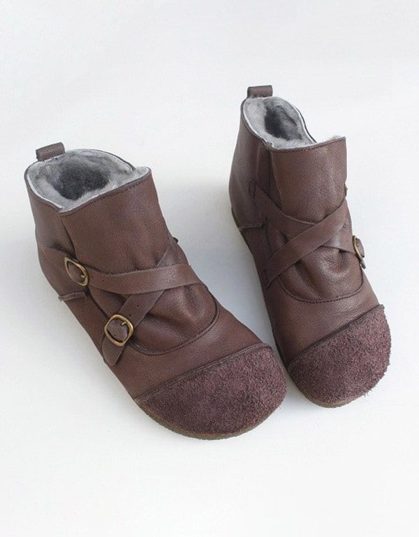 Soft Fur Retro Lær Short Boots Winter