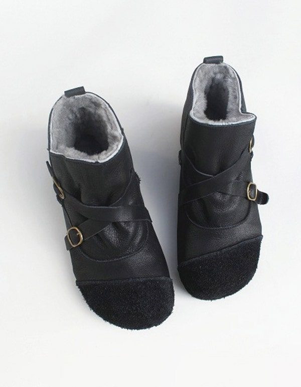 Soft Fur Retro Lær Short Boots Winter