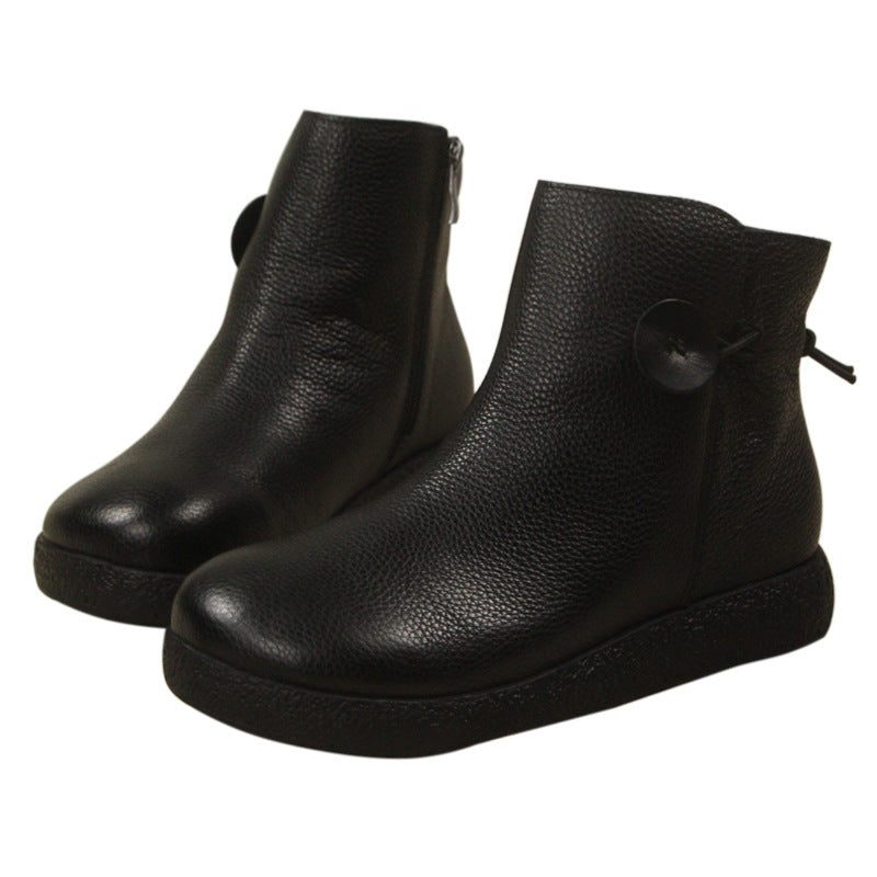 Vinter Retro Lær Komfortable Velvet Boots