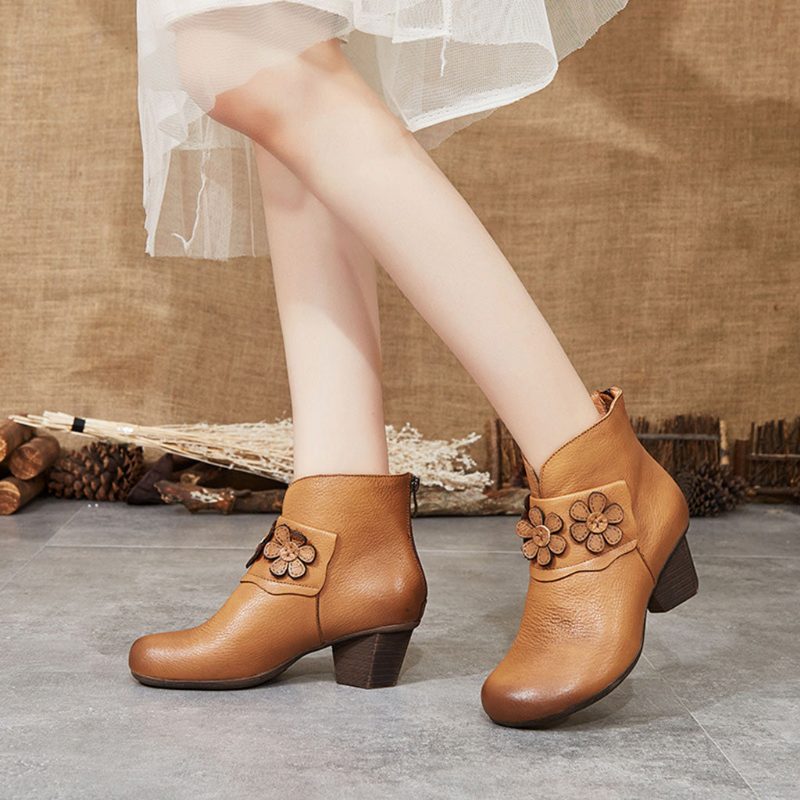 Vinter Retro Leather Chunky Boots | Gave Sko