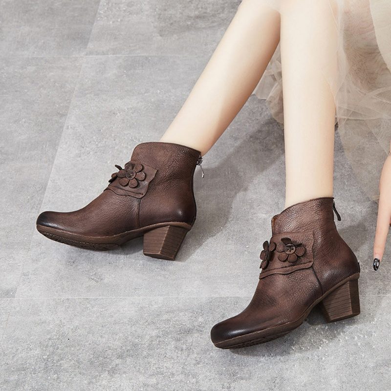 Vinter Retro Leather Chunky Boots | Gave Sko