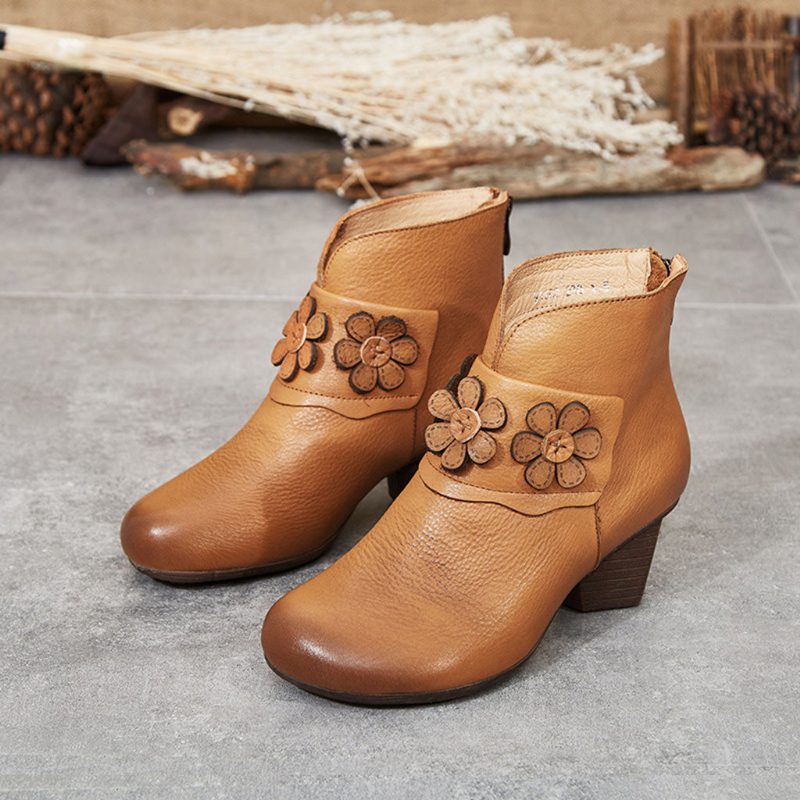 Vinter Retro Leather Chunky Boots | Gave Sko