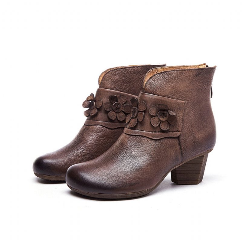 Vinter Retro Leather Chunky Boots | Gave Sko