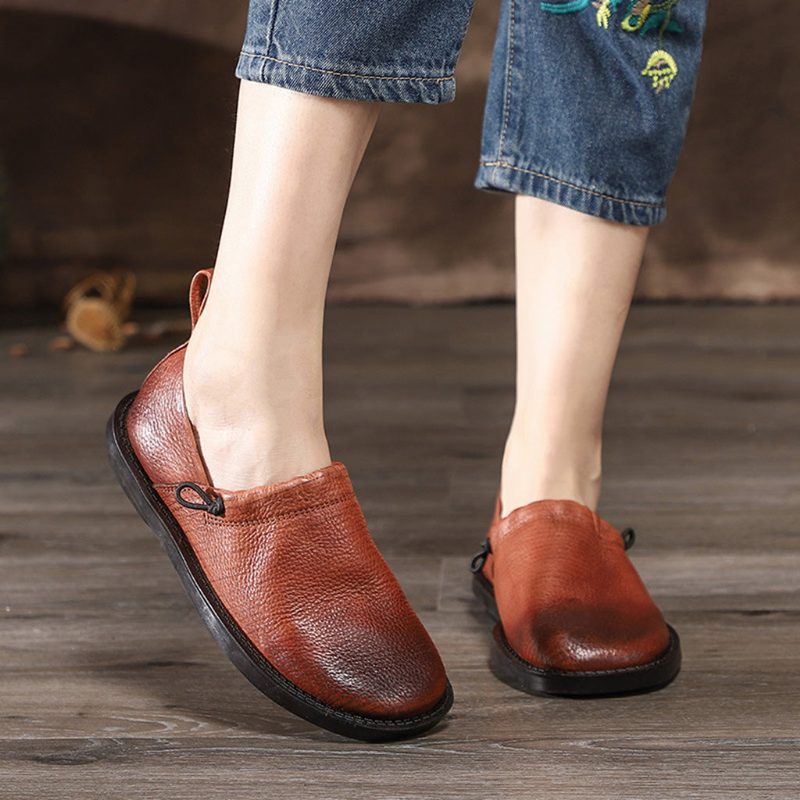 Vinterkomfortable Retro Leather Flat Sko | Obiono