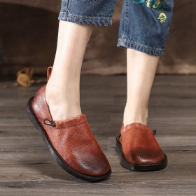 Vinterkomfortable Retro Leather Flat Sko | Obiono