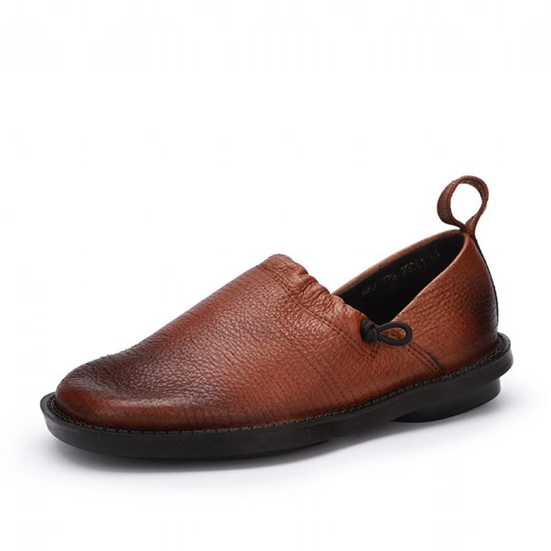 Vinterkomfortable Retro Leather Flat Sko | Obiono