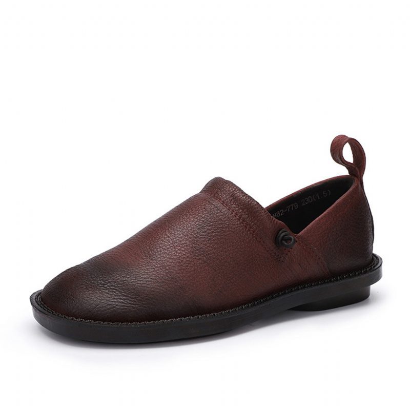 Vinterkomfortable Retro Leather Flat Sko | Obiono