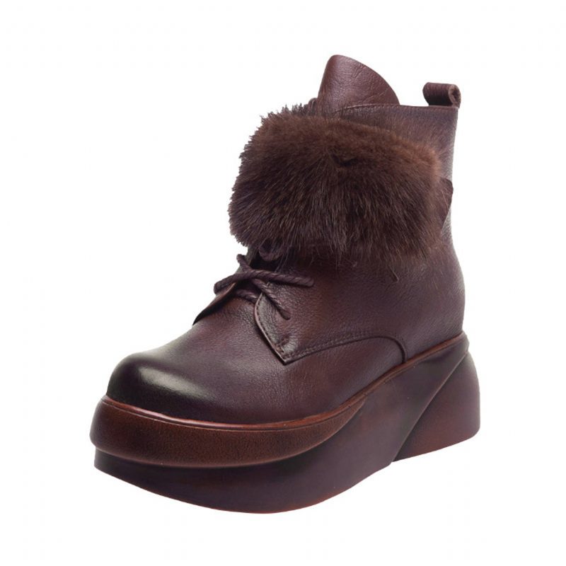 Winter Retro Håndlagde Skinn Short Boots | Gave Sko