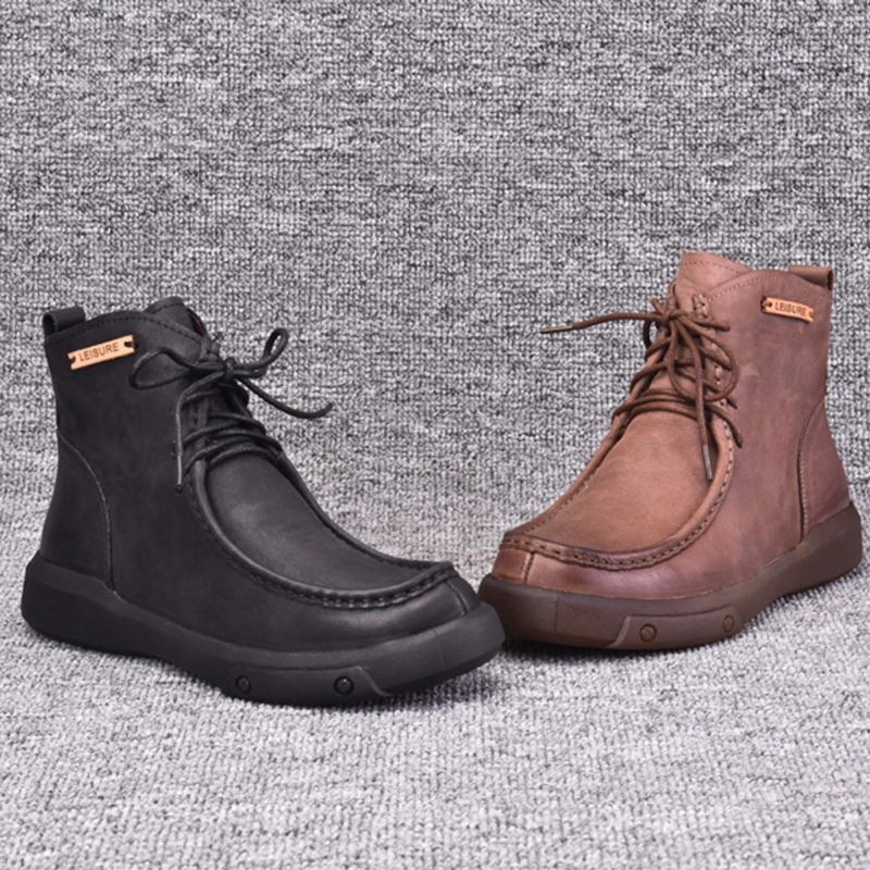 Winter Retro Lær Short Boots | Gave Sko