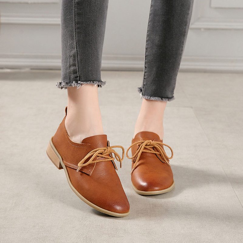 Winter Retro Leather Flat Shoes | Gave Sko