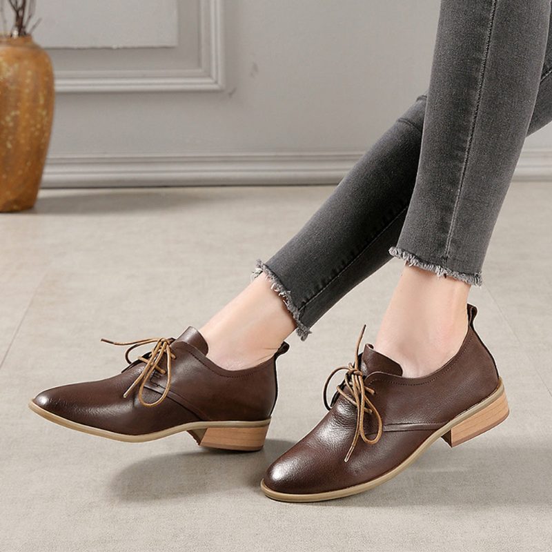 Winter Retro Leather Flat Shoes | Gave Sko