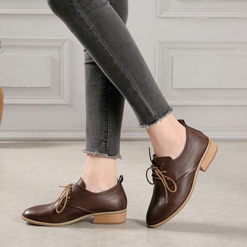 Winter Retro Leather Flat Shoes | Gave Sko