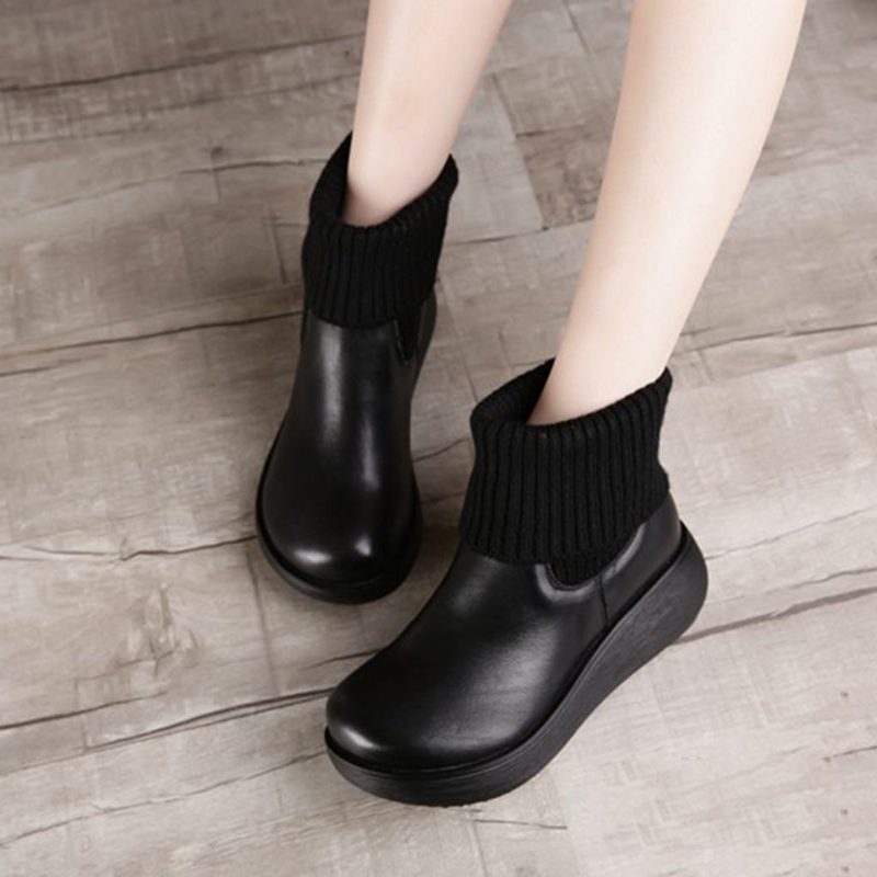 Winter Retro Leather Short Boots For Kvinner | Gave Sko