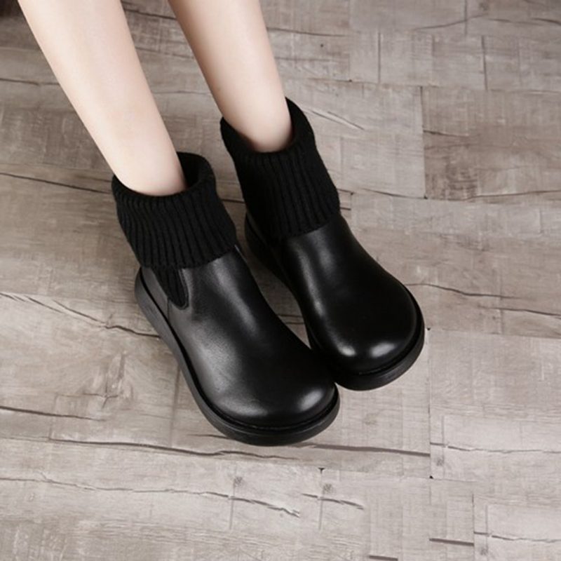 Winter Retro Leather Short Boots For Kvinner | Gave Sko