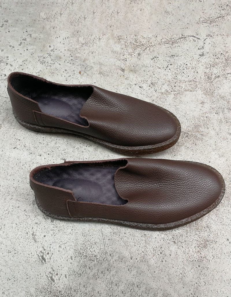 Mykt Skinn Slip On Retro Leather Flate Sko For Menn