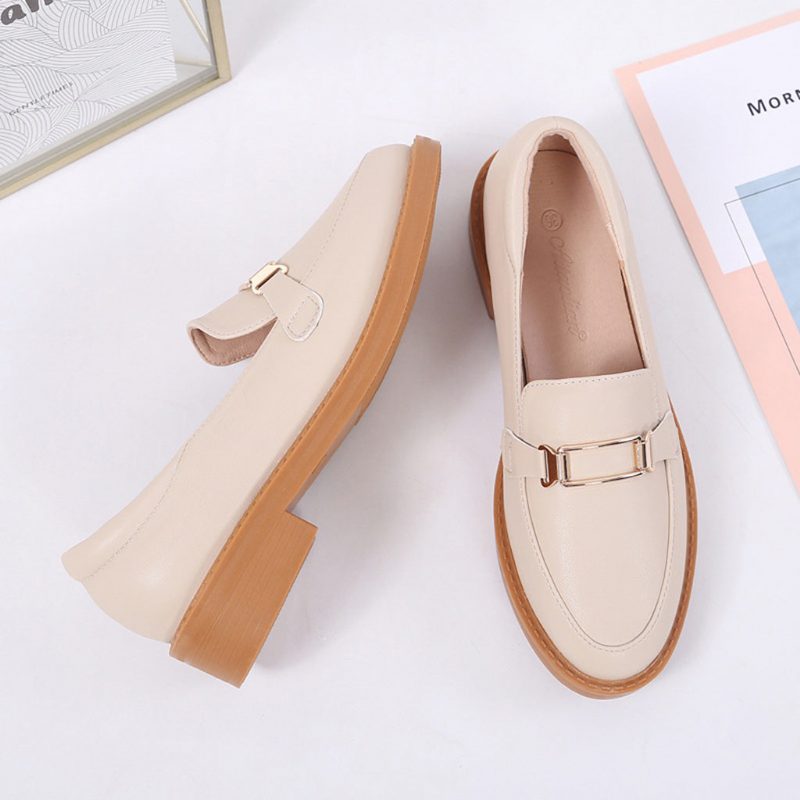 Casual Flat Leather Loafers For Kvinner