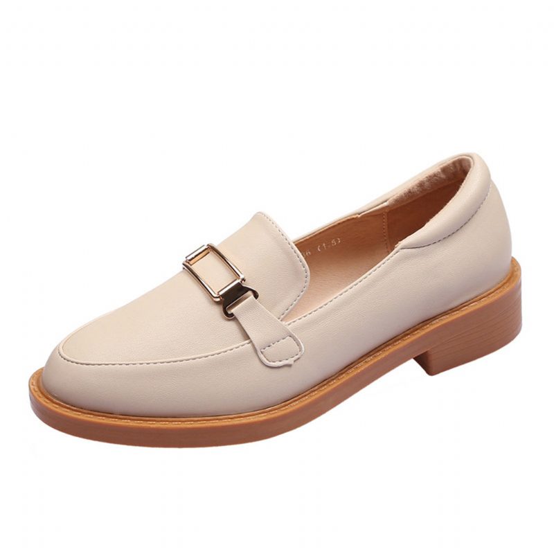 Casual Flat Leather Loafers For Kvinner