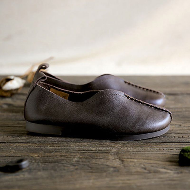 Four Season Retro Håndlagde Leather Flat Damesko | Gave Sko