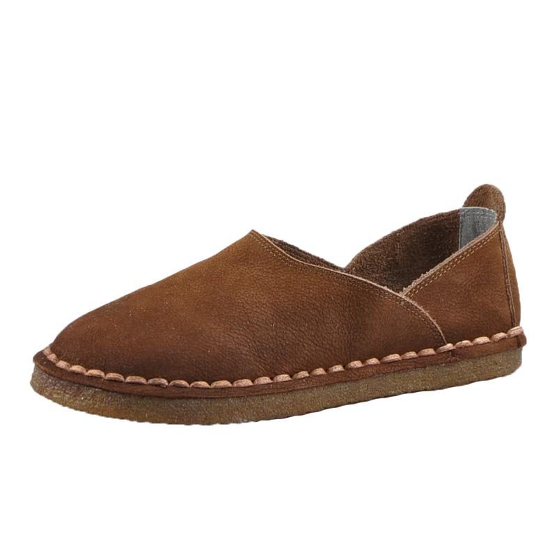 Håndlagde Dame Flate Sko Loafers Skinnsko