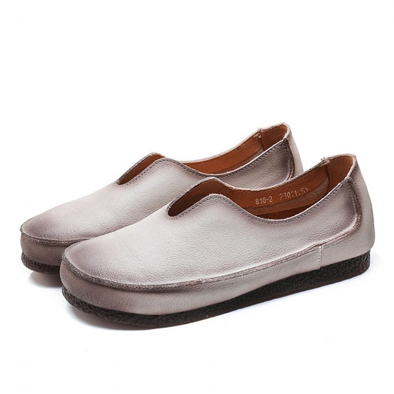 Håndlagde Myke Skinn-slip-on Retro Flate Sko