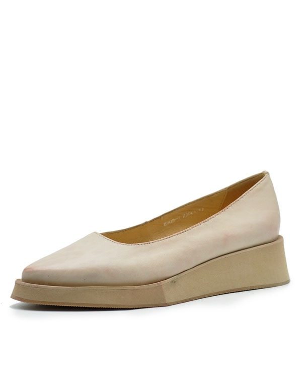 Håndlagde Retro Leather Flat Pointed Pumps