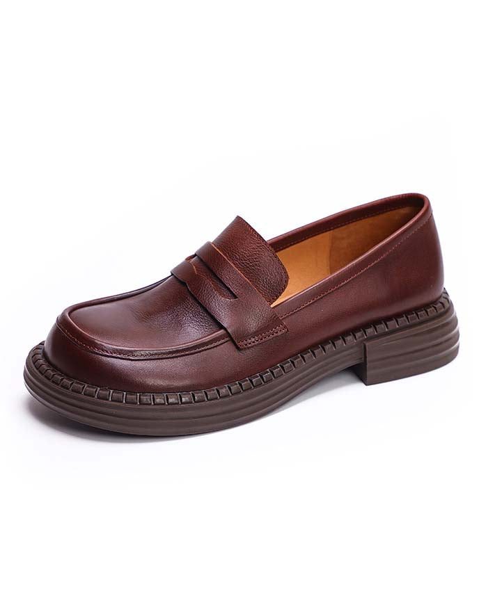 Håndlagde Retro Leather Soft Sole Loafers