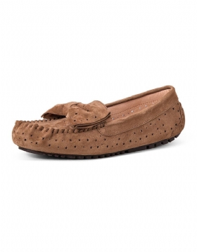 Håndlagde Retro Semskede Hule Loafers For Kvinner