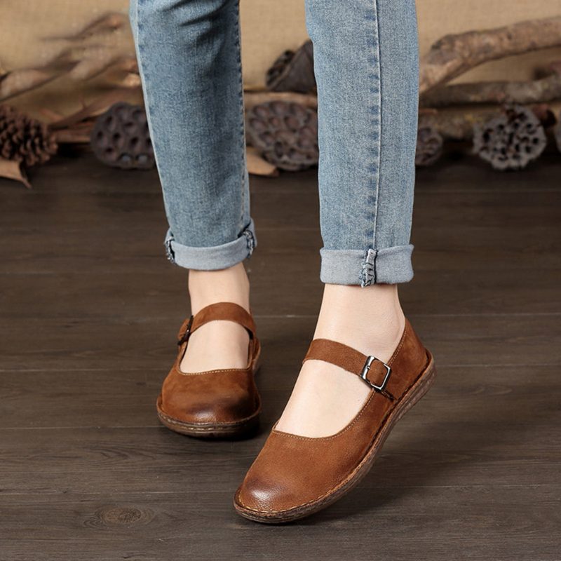 Håndlaget Retro Flat Spenne | Gavesko | 35-42