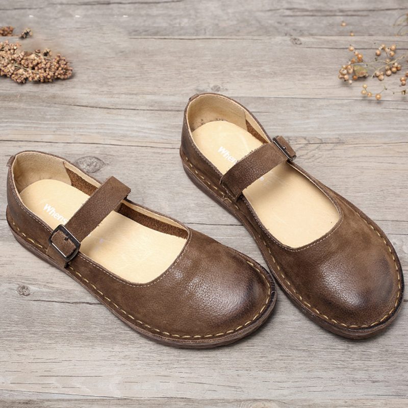 Håndlaget Retro Flat Spenne | Gavesko | 35-42