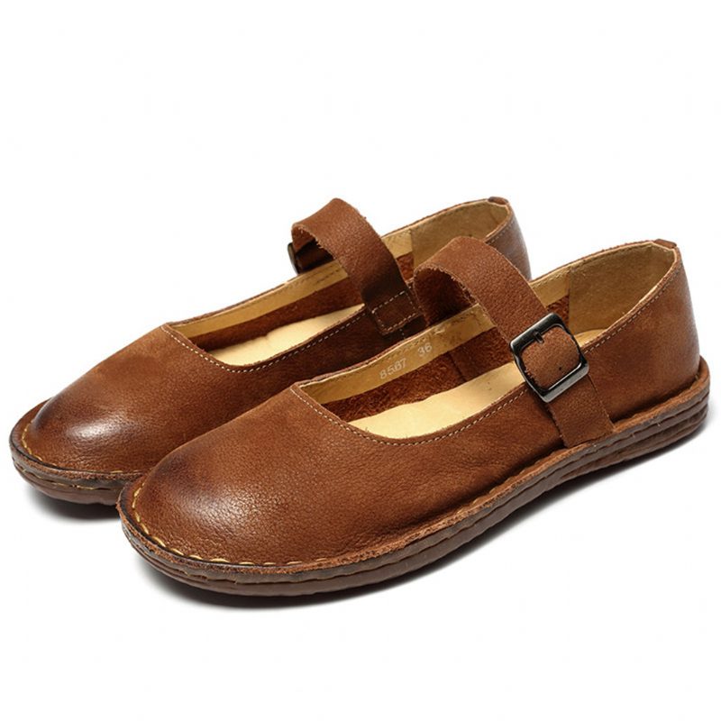 Håndlaget Retro Flat Spenne | Gavesko | 35-42